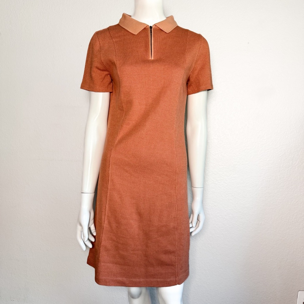 ABLE Jules Tennis Dress Baked Clay Quarter Zip Polo Cotton Jacquard Small - Picture 2 of 10